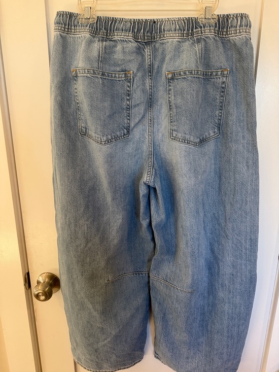 Gap Horseshoe Barrel Wide-Leg Drawstring Light Blue Denim Jeans for Women - Picture 6 of 6